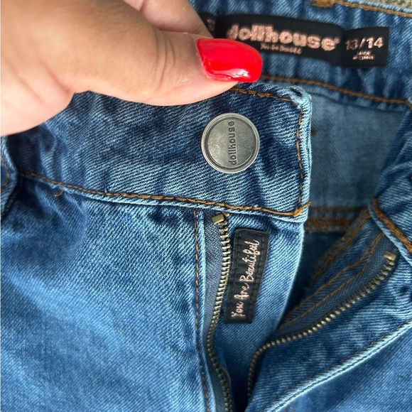 Dollhouse Blue Relaxed 🥰Fit Jeans with Distressed Knees - Picture 3 of 4